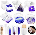 Resin Moulds Silicone, 21Pcs DIY Epoxy Resin Moulds Kit, Resin Kits for Beginners Making Jewelry/Candle/Soap, Include Coaster, Ashtray, Cube, Pyramid, Spherical, Pendant Mold, etc