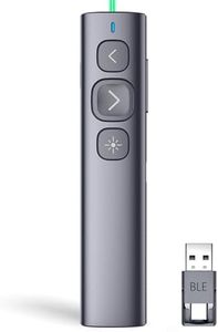 Norwii N95 Presentation Clicker, PowerPoint Clicker for Presentation Remote, Rechargeable Wireless Presenter Pointer, Slide Advancer for PC/Laptop/e-Book (BLE&USB-A&C, Green Light)