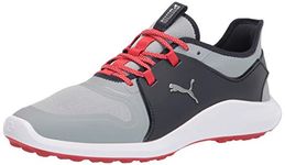 PUMA Men's Ignite Fasten8 Golf Shoe, Quarry Silver-Navy Blazer, 12