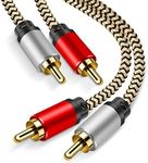 RCA Cable 4M,Hanprmeee 2RCA Male to 2RCA Male Audio Stereo Subwoofer Cable Nylon-Braided Auxiliary Audio Cord for Home Theater, HDTV, Amplifiers, Hi-Fi Systems,Speakers(4M/12FT)