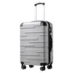 Coolife Luggage Expandable(only 28") Suitcase 3 Piece Set with TSA Lock Spinner 20in24in28in, sliver, L(28in)