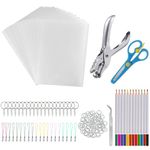 chfine 175 Pcs Shrink Plastic Sheet Kit, Keychain Shrinky Dink Heat Art Crafts Set, Include 20Pcs Blank Shrink Art Film Paper Sheets Hole Punch, Pencils, Tweezers, Scissors for Adults DIY Ornaments