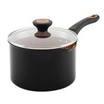 Farberware Glide Nonstick Sauce Pan/Saucepan with Straining and Lid, 3 Quart, (Black)