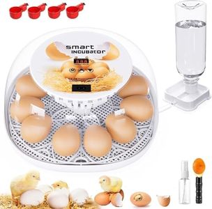 Incubators for Hatching Eggs, 12 Egg Incubator with Automatic Turning and Temperature Control, Automatic Water Adding, LED Egg Candler, for Hatching Chickens, Duck, Quail, Goose Eggs