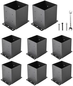 YVHFWOY 6x6 Post Base,Deck Post Brackets(Inner Size 5.6"x5.6"),Black Powder-Coated Heavy Duty QB235 Steel Post Anchor for Deck Porch Railing Fence Pergola Support(8 PCS)…