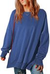 SHEWIN Womens Sweatshirt Casual Long Sleeve Loose Pullover Tops Lightweight Oversized Sweatshirts Trendy Fall Clothes for Women 2024,US 4-6(S),Dark Blue