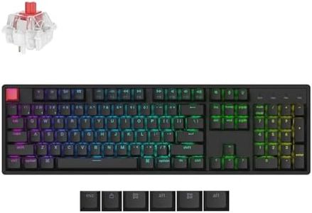 Keychron K10 QMK Wireless Mechanical Keyboard, Full Size 104 Keys Gaming Keyboard with Aluminum Frame, Pre-lubed Super Red Switch with RGB Backlits for Mac Windows
