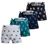 Trendy Boy Men’s Boxer Briefs UOMO Underwear with Premium Cotton Large Y Front – 4-Pack Multicoloured Italian Design Ultra Soft (5095, 3XL)