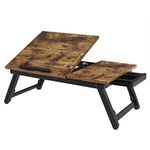 SONGMICS Laptop Desk for Bed or Sofa with Adjustable Tilting Top, Rustic Brown ULLD105B01