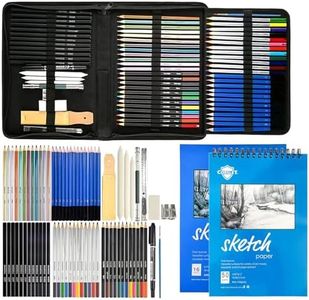 Corslet 74 Pc Drawing Pencils for Sketching Professional Art Supplies Sketch Pencil Set and 16 & 50 Sheets A5 Sketch Book Graphite Charcoal Watercolor Metallic Colour Pencils for Artist with Carry Bag