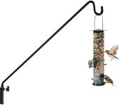Gray Bunny Heavy Duty Deck Hook Wall Mounted, 37" Extended Bird Feeder Pole, Shepherd Hooks for Deck, Hanging Planters, Lanterns, Wind Chimes - Rust Proof & Adjustable, Black