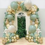 Sage Green Balloon Arch Kit, Smokey Green Beige Blush Nude Metallic Gold Sand White Balloons Gold Confetti Balloons for Jungle Baby Shower Bridal Shower Party Wedding Birthday Party Decorations…