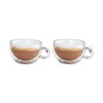 Judge Duo Form JDG62 Set of 2 Cappuccino Glass Coffee Cups with Handle, Hollow Vacuum Sealed, Heat Resistant, Dishwasher Safe, 250ml Cappuccino Cup