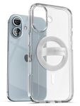 Encased Phone Grip for iPhone 16 Case with Magnetic Finger Loop Holder (Compatible with MagSafe) Soft-Feel Silicone Ring (Clear)