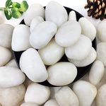 YISZM 5lbs White River Rocks, 2-3 Inch Natural Pebbles for Indoor Plants, High Polished Decorative Stones Vase Filler Fish Tank Aquariums Landscaping Garden Outdoor and Indoor DIY