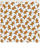 Ambesonne Gingerbread Man Shower Curtain, Traditional Christmas Cookie Pattern Tile, Cloth Fabric Bathroom Decor Set with Hooks, 69" W x 70" L, Light Caramel