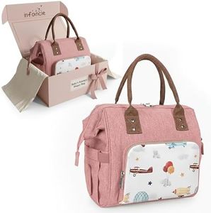 infancie Diaper Bag Backpack – Large Capacity, Waterproof, Multifunction Travel Baby Bag – Stylish & Practical for Mom and Dad Pink