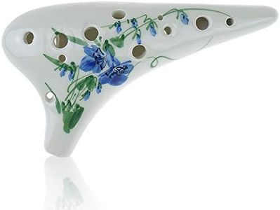 OcarinaWind Hand Painting 12 Hole Ocarina, Alto C Ocarina,Ceramic 12 Hole Ocarina (Hand Paiting Trumpet Creeper)