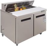 WESTLAKE 48" W 2 Door Refrigerator Sandwich&Salad Prep Table Commercial Stainless Steel Counter Fan Cooling Refrigerator with 12 pans-48 Inches for Restaurant, Bar, Shop, etc