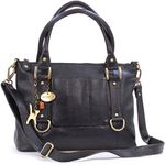 Catwalk Collection Handbags - Women's Large Leather Shoulder Bag - A4 Work Bag - Adjustable Detachable Crossbody Strap - GALLERY - Black