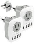 2 Pack Switzerland Plug Adapter,VINTAR Type J Swiss Travel Adapter with 1 USB C,2 American Outlets and 3 USB Ports, 6 in 1 International Power Adapter for Canada to Switzerland,Liechtenstein,Rwanda