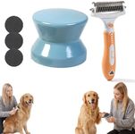 NEKSKA Dog Nail File with Double Sided Deshedding Brush for Dogs & Cats, Dog Nail File Scratch Board Replaceable Sandpaper, Dog Scratch Pad for Nails (B)