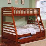 BL WOOD Sheesham Wood Double Matte Honey Finish Bunk Bed with 2 Drawer Storage for Kids and Adults