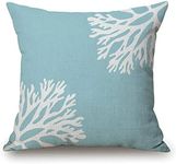 Throw Pillow Cover Hue Sea Coral Silhouettes Light Blue Cotton Linen Square Throw Waist Pillow Case Decorative Cushion Cover Pillowcase Sofa 18"x 18"