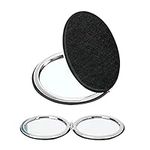 Compact Mirror, Makeup Mirror, Black Elegant Travel Cosmetic Mirror, Double Sided Mirror, Portable Folding Mirror, Magnifying Handheld Small Mirror for Women Girls Pocket, Purse or Wallet