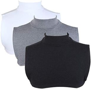 3 Pcs Unisex Fake Collar, Detachable Turtleneck Dickey Collar Half Top Blouse Collar High Neck Knitted Mock Collar for Women Men, Black/White/Gray, One size