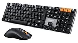 ProtoArc Wireless Mechanical Keyboard and Mouse, KM310 Full-Size Rechargeable Keyboard Mouse, 2.4G+Dual Bluetooth, Low Profile Keys, Red Switches, for Windows/Mac, QWERTY UK Layout - Space Gray