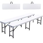 Globewolf Outdoor FOLDING BENCH 6FT/180cm with Carry Handle - Portable Large Heavy Duty Folding Bench for Camping Catering Picnic Dining - Easy Fold Up Bench on Sturdy Safe Locking Metal Leg