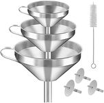 PENGQIMM Stainless Steel Strainer Funnel Set, Kitchen Strainer Funnel Filter Set with Removable Strainer for Transferring Liquid, Fluid, Cooking Oil, Jam, Powder (3 Pack)