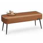 VASAGLE EKHO Collection - Bench for Entryway Bedroom, Synthetic Leather with Stitching, Ottoman Bench with Steel Legs, Living Dining Room, Mid-Century Modern, Loads 660 lb, Caramel Brown ULOM076K01