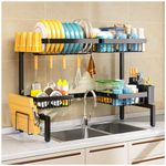 ARSTPEOE Four Baskets (one More Than Others) Over The Sink Dish Drying Rack,fits All Sinks (from 24.8" to 35.4"),2-Tier Adjustable Sink Rack,Dishes Rack Kitchen Storage Organizer Space