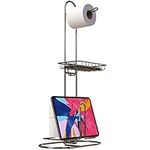 GeekDigg Toilet Paper Holder Stand, Bathroom Tissue Roll Storage, Portable Dispenser, iPad/Phone Holder, Anti-Microbial