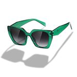 kimorn Sunglasses for Women Men Trendy Retro Trendy Sun Glasses 90’s Vintage Y2K Oversize Square Frame Shades Sunnies K1354 (Green Frame Gradient Grey Lens)