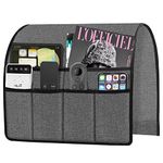 Ntomtuex Armchair Caddy Remote Control Holder for Couch Recliner, Armrest Pocket Organizer for Couch Arm Chair with 6 Pocket for Magazines, Eyeglass, ipad, Phone, Grey
