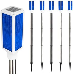 Kiinfendly 5 PCS Solar Driveway Markers, Solar Powered Driveway Lights on Poles, Outdoor Landscape Reflectors for Snow Road, Yard, Parking Lot, and Sidewalk (Blue)