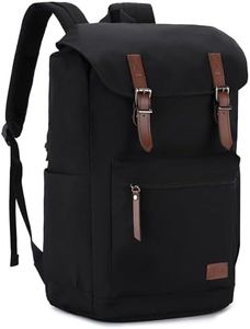 Backpack for Men Women, VASCHY Vintage Water Resistant Travel Backpack School Backpack Casual Daypack Business Backpack Fits 15.6 Inch Laptop Black