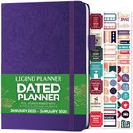 Legend Planner Jan 2025 – Jan 2026 Dated Weekly & Monthly Planner to Hit Your Goals, Increase Productivity & Live Happier. Organizer Notebook & Productivity Journal. A5 Hardcover (Purple)