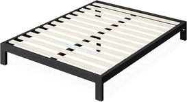 Zinus Arnav King size Bed frame - Bed 150x200 cm - 26 cm Height - Metal bed frame with wood slat support - Black