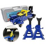 Heavy Duty Steel 2 Tonne Hydraulic Trolley Jack + 3 Tonne Axle Stands For Car Garage/Workshop, UK Stock