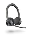 Poly by Plantronics - Voyager 4320 UC Wireless On Ear Headset (Plantronics) - Headphones with Boom Mic - Connect to PC/Mac via USB-C Bluetooth Adapter, Cell Phone via Bluetooth, Black (218478-02)