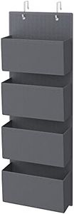 SONGMICS Over-Door Storage with 4 Pockets, Wall Hanging Storage Organizer, Practical and Spacious, for Children's Room Office, 13.2 x 4.7 x 39.4 Inches, Gray URDH04G