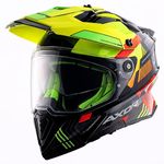 Axor X-Cross Gambling ISI ECE and DOT Certified Premium Off-Road Full Face Helmet with Pinlock Fitted Dual Visors and Stylish Peak-Black Neon Yellow-L