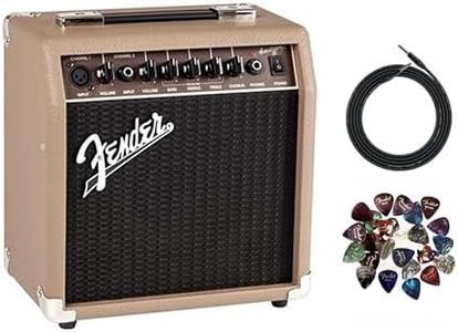 Fender Acoustasonic 15 Acoustic Guitar Amplifier Bundle with Instrument Cable, Picks, and Austin Bazaar Polishing Cloth