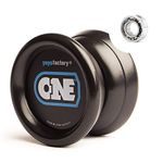 YoyoFactory ONE Yo-Yo - Black (modern spinning yoyo, beginner to pro, 2 different level ball-bearings included, comes with string)