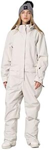 YEEFINE Men & Women's Ski Suit One Piece Jumpsuits Winter Outdoor Waterproof Snowsuits, White, Medium