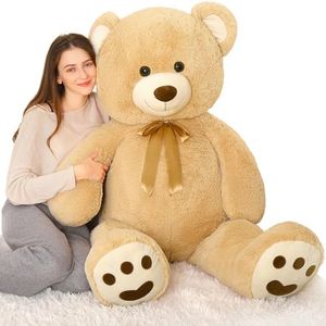 MorisMos 120 cm Orso Peluche Gigante, XXL Marrone Orsacchiotto Peluche Grande Kawaii Pupazzo Gigante Orsetto Morbido Teddy Bear Regalo per Bambino Fidanzata Compleanno Natale Deco